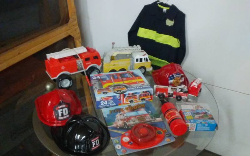 lot 32 image: Fire Man Dress Up, Fire Trucks, Books, Related