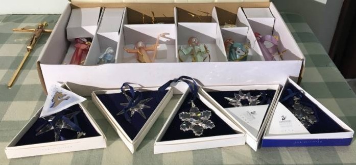 Crystal Ornaments and Unique Nativity Scene