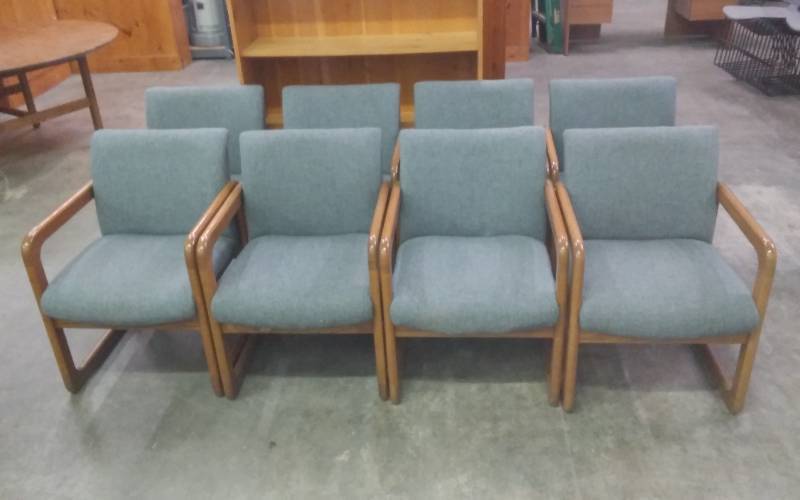 Lot Of 8-Dark Gray Chairs With Wood Frame