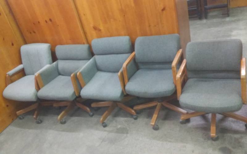 Lot Of 5-Assorted Gray Swivel Chairs