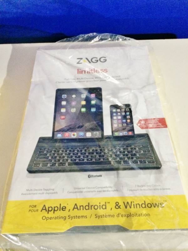 lot 30 image: NEW - ZAGG Limitless, Full-Size Universal Bluetooth Keyboard for Apple, Windows, Android and other Bluetooth enabled devices - KEYBOARD ONLY