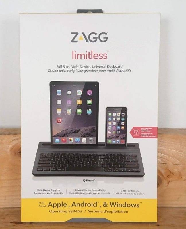 lot 7 image: NEW - ZAGG Limitless, Full-Size Universal Bluetooth Keyboard for Apple, Windows, Android and other Bluetooth enabled devices - KEYBOARD ONLY