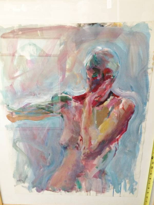 lot 1 image: WOW EXPENSIVE LARGE ORIGINAL PICASSO STYLE WATERCOLOR Art  Diane Williams EARLY WORK 36 x 29 - SEE WEBSITE DETAILS ABOUT THIS ARTIST