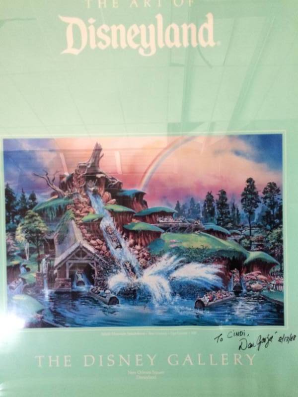 lot 8 image: Large Framed Poster Signed By Artist Dan Goozee 1988 Title&nbspThe Art of Disneyland Splash Mountain Splashdown&nbspArtist&nbspDan Gooze&nbspSize&nbsp34 x 28 - Excellent Condition
