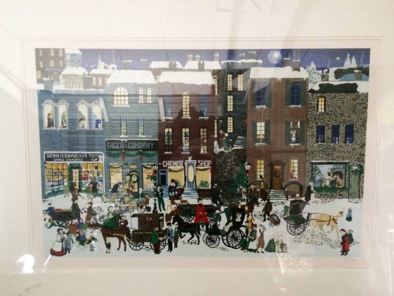 lot 11 image: Framed & Matted Large Serigraph On Woven Paper Numbered 115350 Pencil Signed By Artist&nbspDeneille Spohn Moes Title&nbspIn Memory of Dickens Size&nbsp26.5 x 35 Frame Has Wear - Professionally Appraised At $950 - See Back For Details
