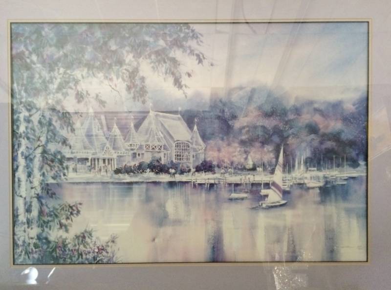 lot 14 image: WOW Large&nbspWatercolor Offset Lithograph Numbered 287500 Pencil Signed by Artist Lou Roman Title&nbspSunny Afternoon Size&nbsp22 x 32 Certificate Of Authenticity On Back - Excellent Condition