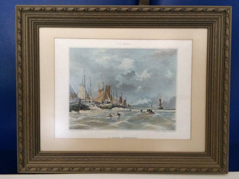lot 26 image: Framed & Matted Print At Anchor Scheveningen Artist&nbspH. W. Mesdag&nbspSize&nbsp15 x 19.25 Excellent Condition