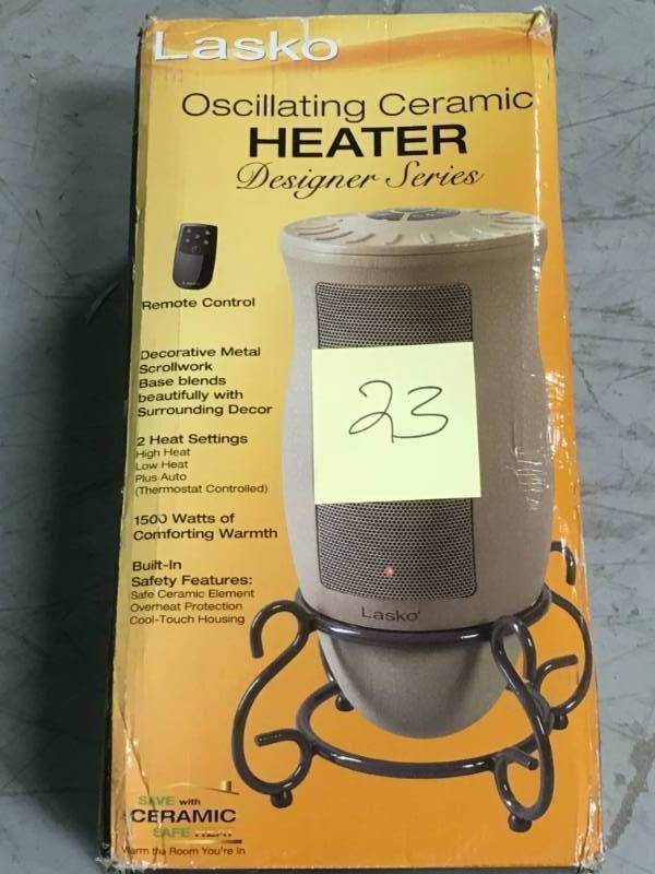 lot 23 image: Lasko Designer Series Ceramic Heater, Model 6435, open box in like new condition