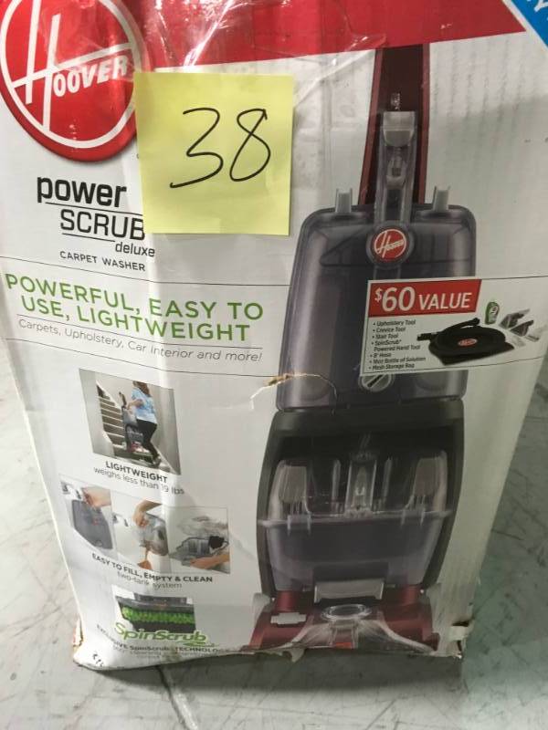 lot 38 image: Hoover PowerScrub Deluxe Carpet Cleaner USED works