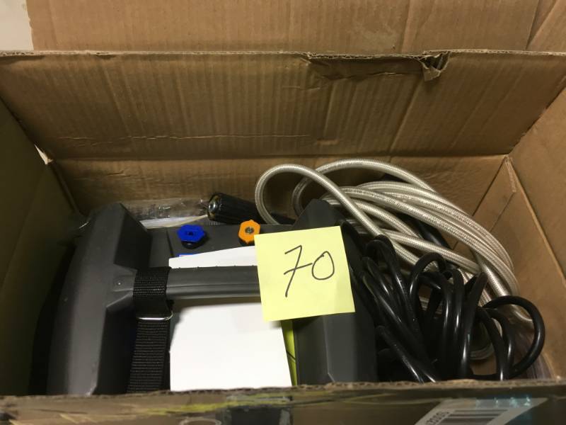 lot 70 image: Ryobi 1,600 PSI 1.2 GPM Electric Pressure Washer open box in like new condition