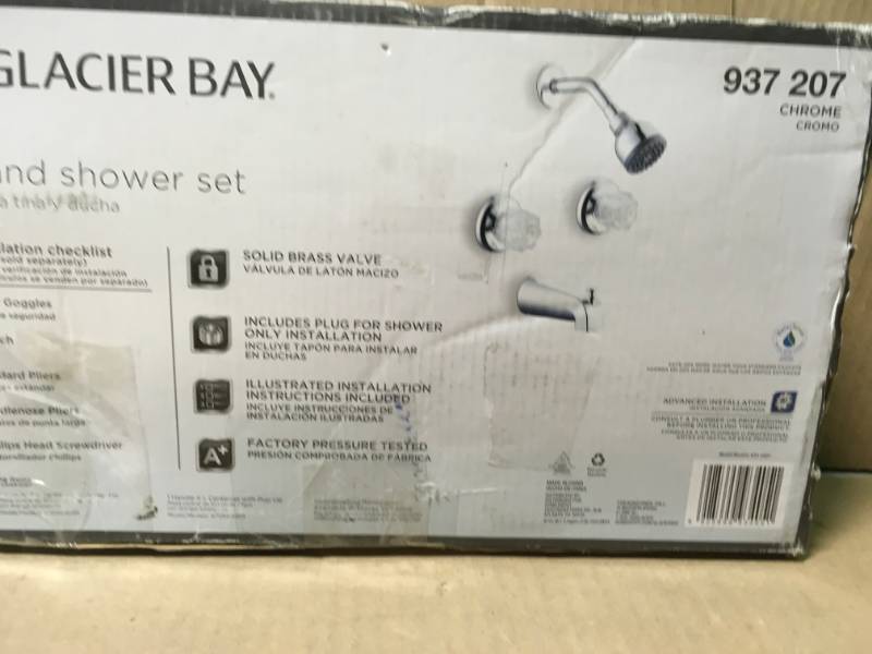 lot 80 image: Glacier Bay Aragon WaterSense 2-Handle 1-Spray Tub and Shower Faucet in Chrome (Valve Included) open box in like new condition