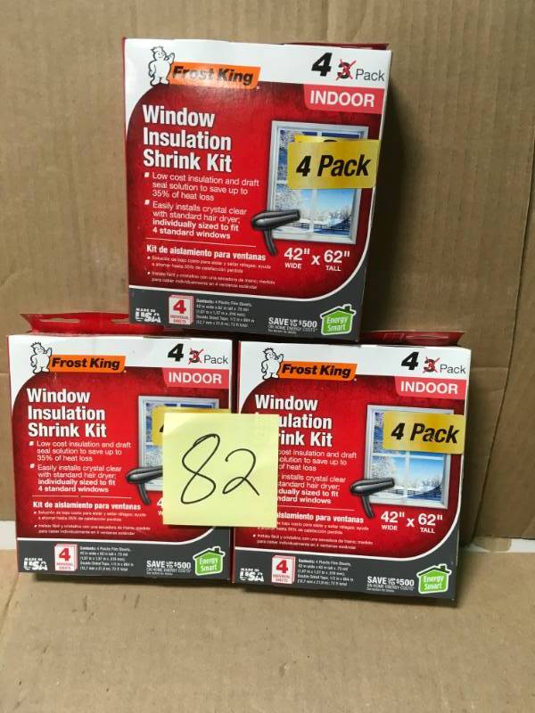 lot 82 image: Frost King EO Indoor Window Insulation Kit (4 per Pack) LOT OF 3 new