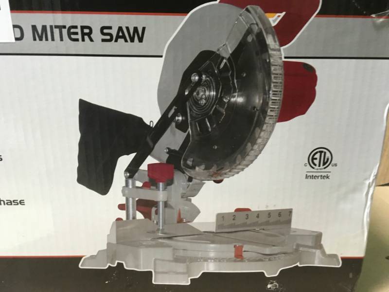 lot 97 image: Professional Woodworker 8-14 in. Compound Miter Saw with Laser Guide open box in like new condition