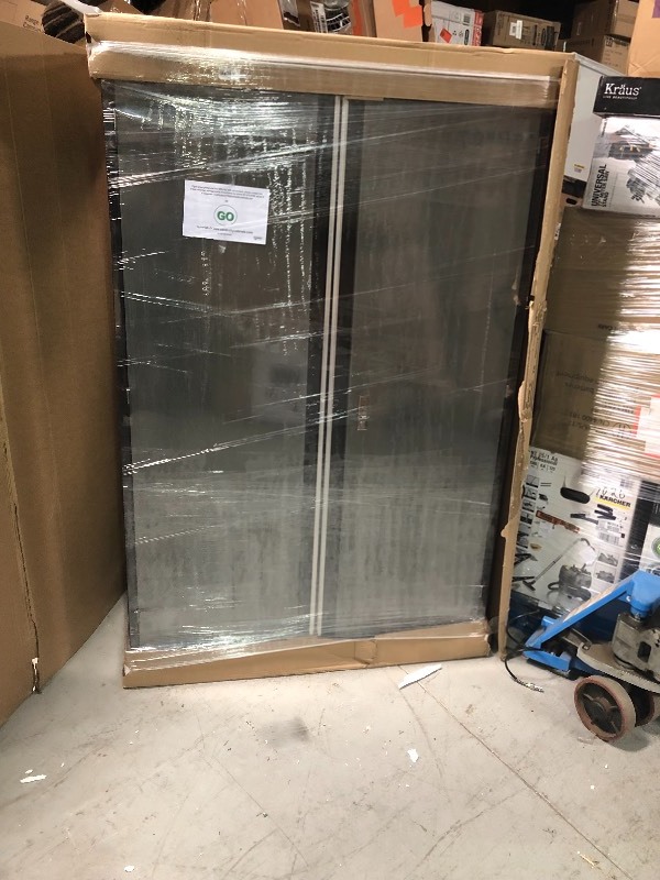 lot 105 image: Husky 72 in. H x 46 in. W x 24 in. D Welded Steel Floor Cabinet in BlackGray IN GOOD CONDITIONS