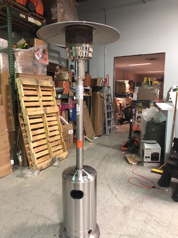 lot 101 image: Hampton Bay 48000 BTU Stainless Steel Patio Heater IN GOOD CONDITIONS