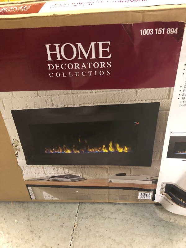 lot 102 image: Home Decorators Collection 42 in. Infrared Wall Mount Electric Fireplace IN GOOD CONDITIONS