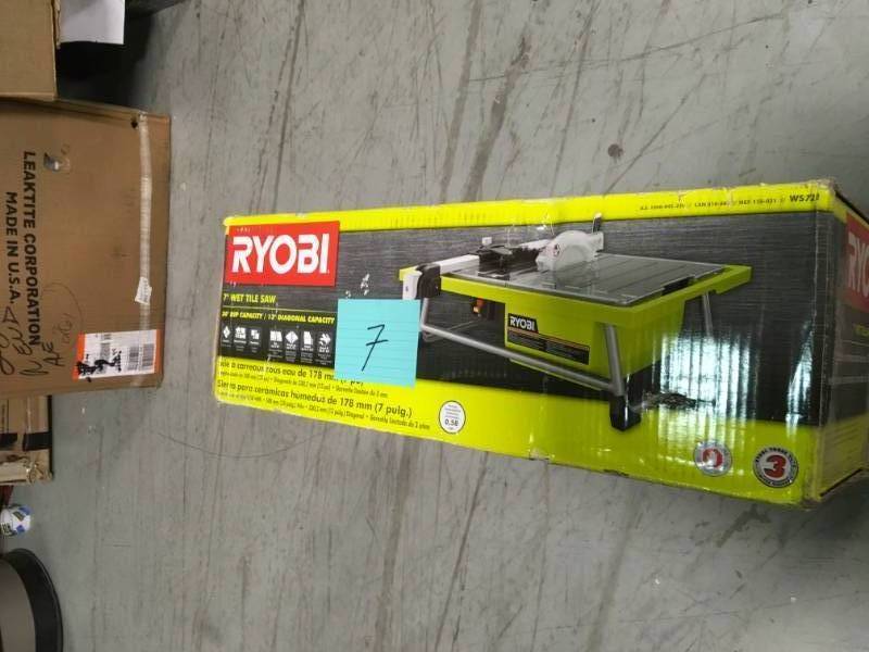 lot 7 image: Ryobi 7 in. 4.8 Amp Tabletop Tile Saw USED works
