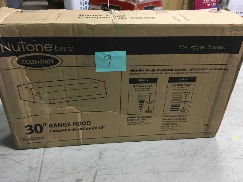 lot 9 image: NuTone RL6200 Series 30 in. Ductless Under Cabinet Range Hood with Light in Stainless Steel open box in new condition
