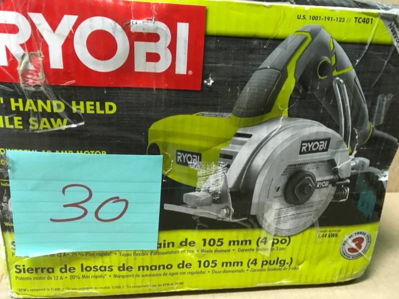 lot 30 image: Ryobi 4 in. Tile Saw USED works