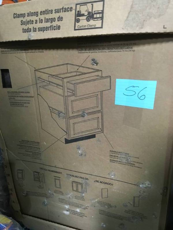 lot 56 image: Hampton Bay Shaker Assembled 24x34.5x24 in. Drawer Base Kitchen Cabinet with Ball-Bearing Drawer Glides in Java not used