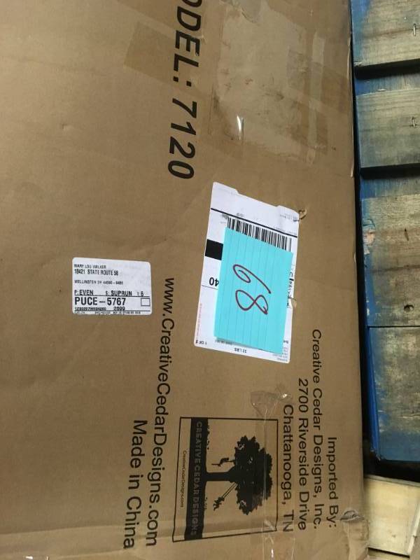 lot 68 image: Creative Cedar Designs Octagon 6.5 ft. x 7 ft. Sandbox Kit with Cover open box in new condition