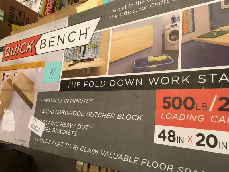 lot 71 image: Hardwood Reflections The Quick Bench 4 ft. Folding Workbench UV Finish open box in new condition