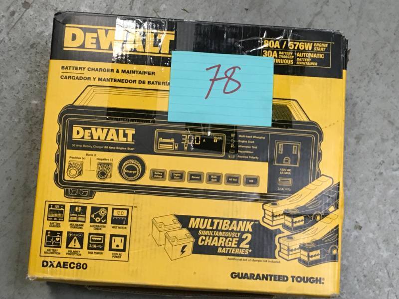 lot 78 image: DEWALT 30 Amp Bench Charger with 80 Amp Engine Start open box in new condition