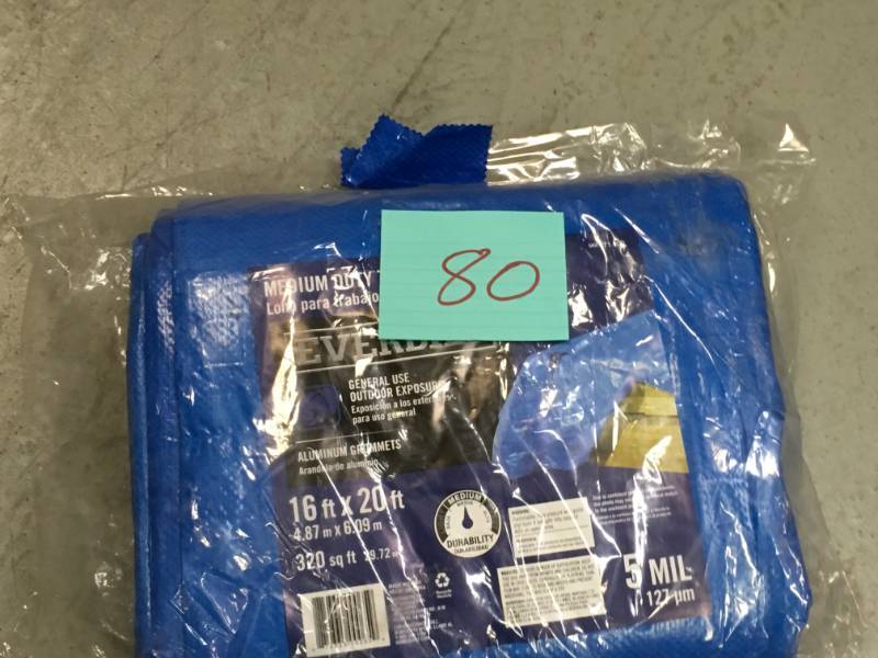 lot 80 image: 16 ft x 20 ft General purpose 5 mil Medium Duty Tarp - Blue npot used