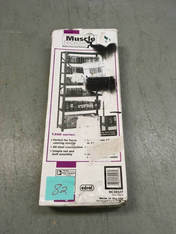 lot 82 image: Edsal 60 in. H x 30 in. W x 12 in. D Steel Canning Shelving Unit in Gray open box in new condition