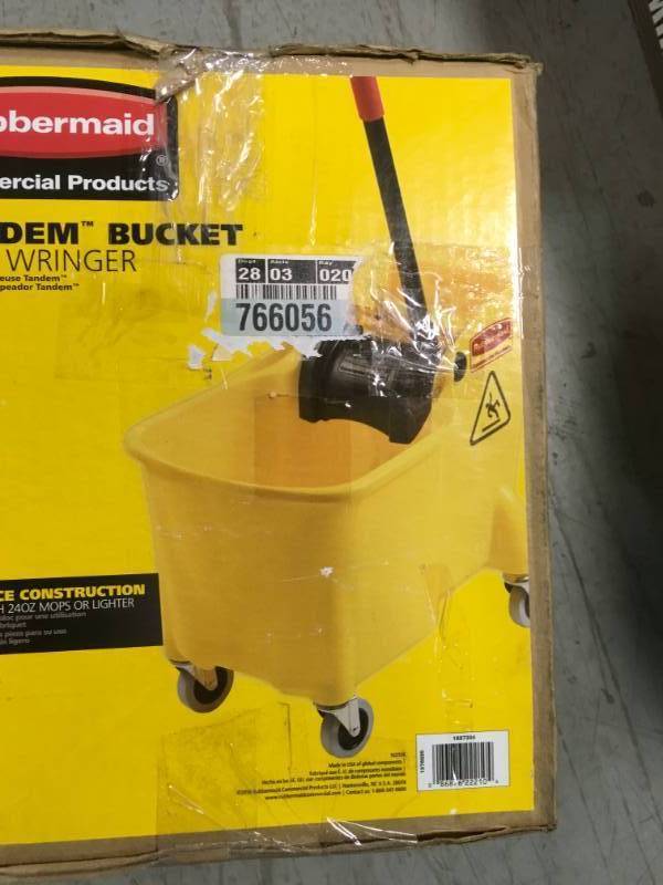 lot 95 image: Rubbermaid Commercial Products 31 qt. Tandem Mop Bucket open box in new condition