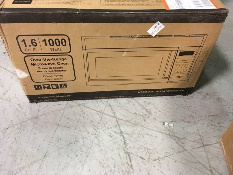 lot 106 image: Magic Chef 1.6 cu. ft. Over the Range Microwave in White not used