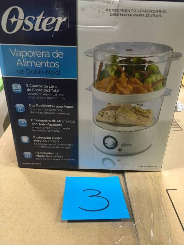 lot 3 image: Oster 5 Qt. Food Steamer open box in new condition