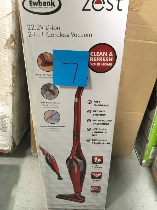 lot 7 image: Ewbank CVZ135USR Zest 2-in-1 Cordless Vacuum Cleaner Red open box in new condition
