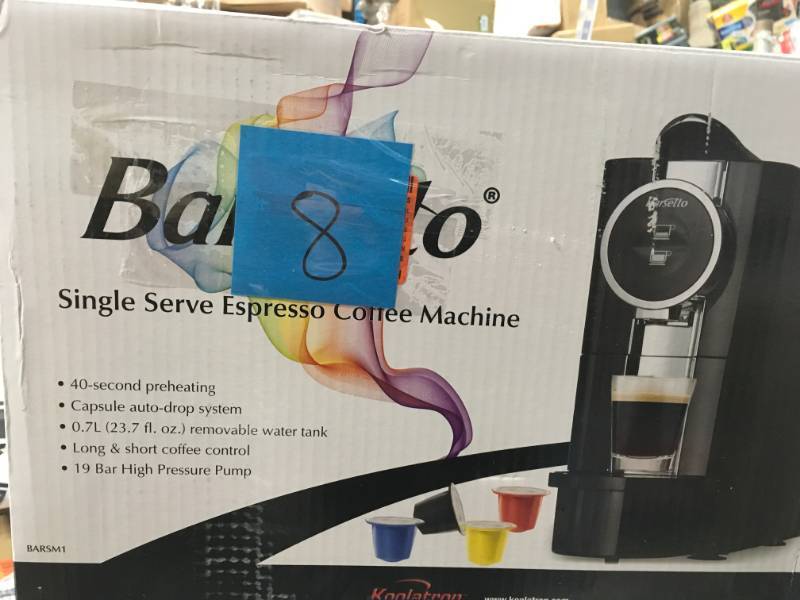 lot 8 image: Barsetto Espresso Machine in Black open box in new condition