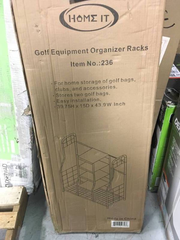 lot 10 image: Home-it Golf Bag Sports Dual Golf Storage Organizer open box in new condition