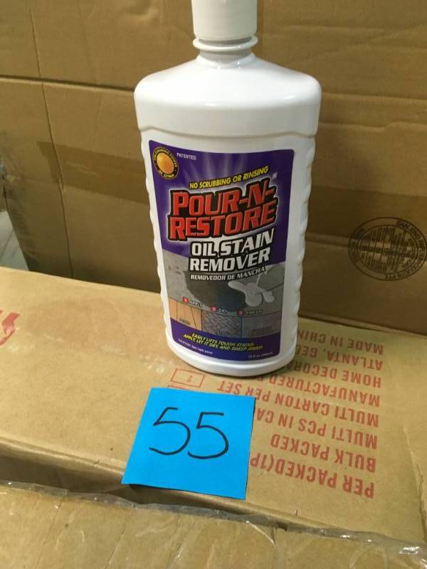 lot 55 image: Pour-N-Restore 32 oz. Oil Stain Remover open box in new condition