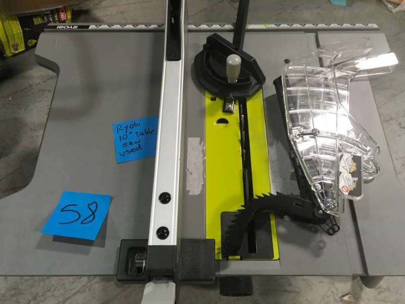 lot 58 image: Ryobi 10 in. 15 Amp Table Saw USED works