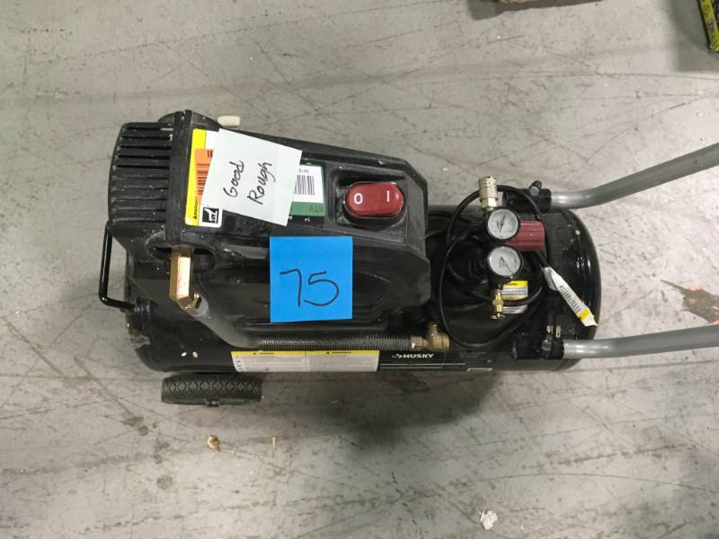 lot 75 image: Husky 8 Gal. Portable Oil Free Electric Air Compressor USED works