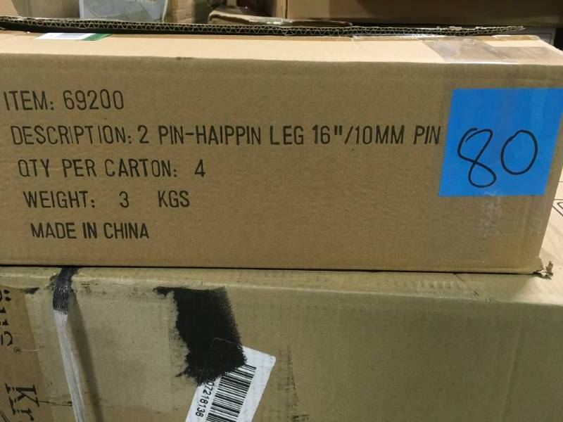 lot 80 image: Crates & Pallet 16 in. Black Steel 2-Rod Hairpin Leg (4-Pack) open box in new condition
