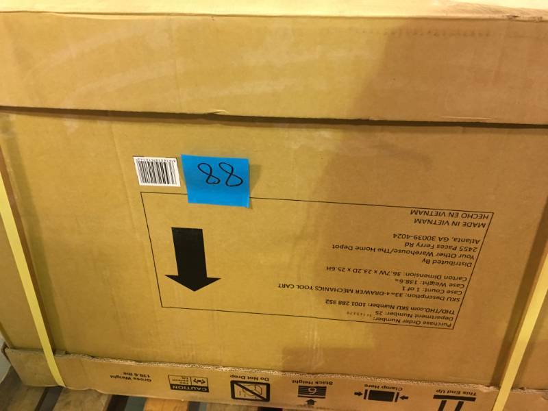 lot 88 image: Husky 33 in. 4-Drawer Mechanics Utility Cart in Black open box in new condition
