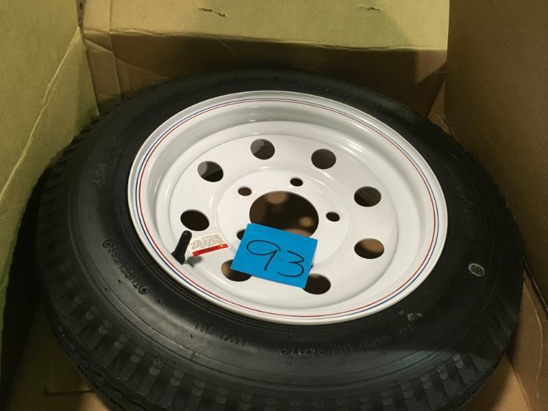 lot 93 image: Martin Wheel 480-12 Load Range B 5-Hole Mod Trailer Tire and Wheel Assembly not used