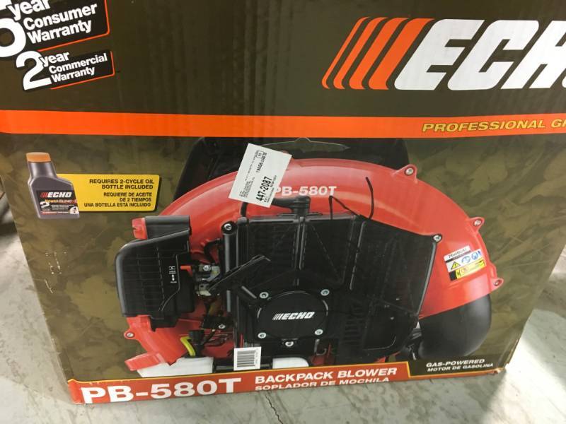 lot 94 image: ECHO 215 MPH 510 CFM 58.2cc Gas 2-Stroke Cycle Backpack Leaf Blower with Tube Throttle open box in new condition