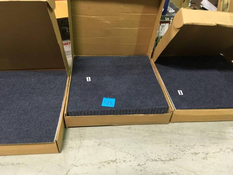 lot 98 image: First Impressions City Block Ocean Blue Texture 24 in. x 24 in. Carpet Tile (15 TilesCase) LOT 3 CASES not used