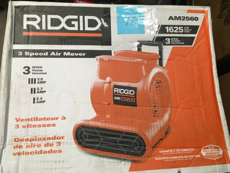 RIDGID 1625 CFM Air Mover open box in new condition
