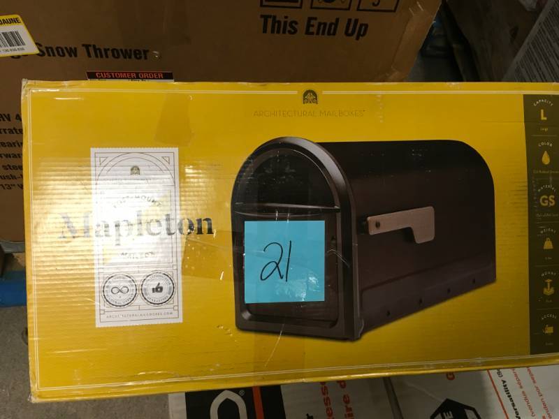 Architectural Mailboxes Mapleton Post Mount Mailbox Rubbed Bronze with Premium Champagne Flag open box in new condition