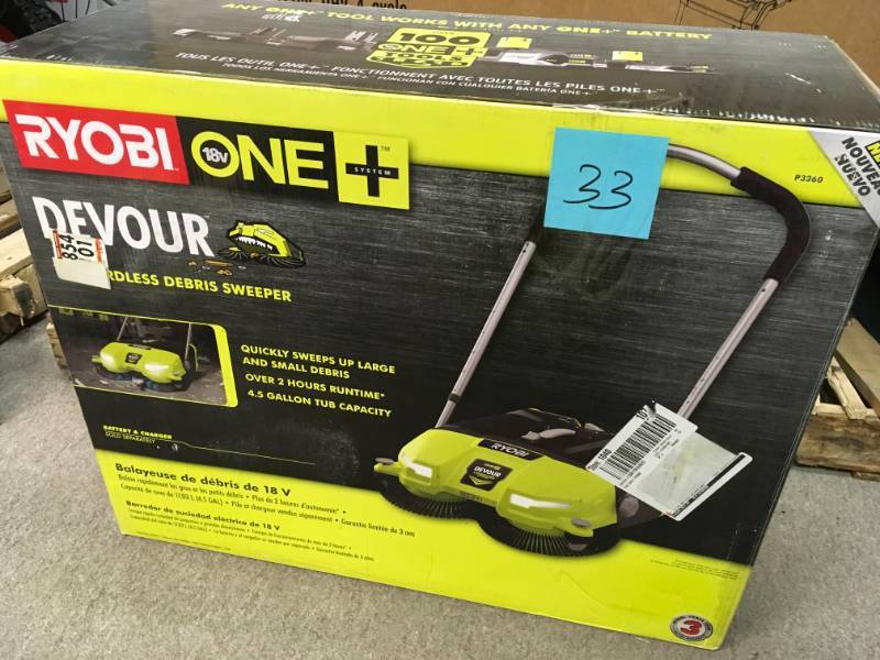 Ryobi 18-Volt ONE 4.5 Gal. DEVOUR Debris Sweeper (Tool-Only) not used