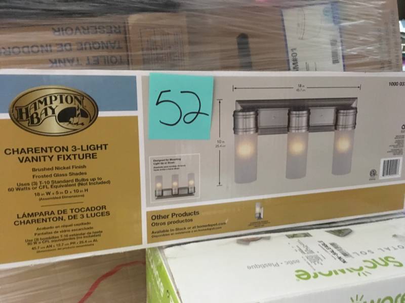 3-Light Brushed Nickel Wall Vanity Fixture open box in new condition