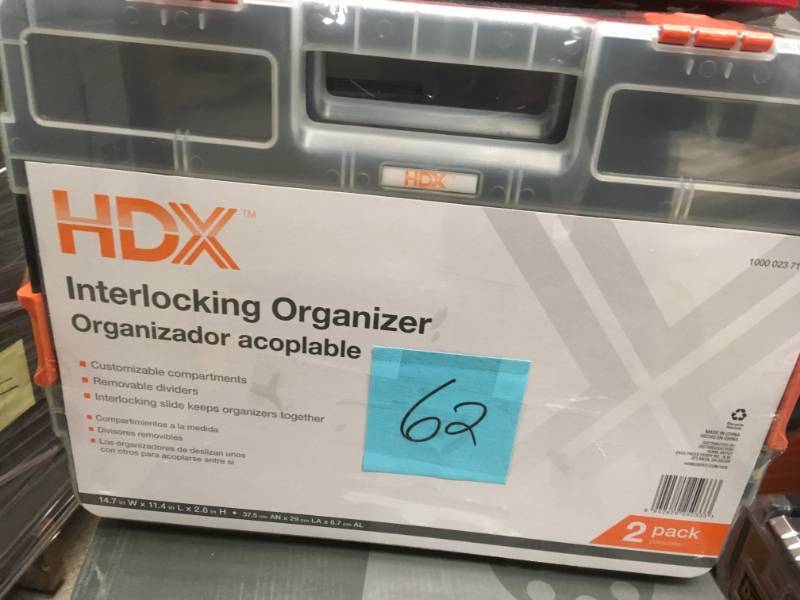 HDX 15-Compartment Interlocking Small Parts Organizer in Black (2-Pack) new