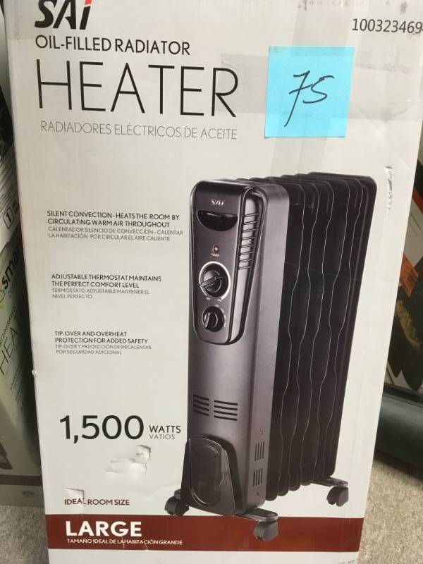 SAI 1,500-Watt Digital Eco-Fin Oil-Filled Radiator with 7-Fins open box in new condition