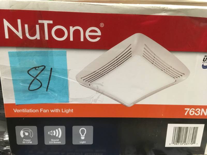 NuTone 50 CFM Ceiling Bathroom Exhaust Fan with Light open box in new condition